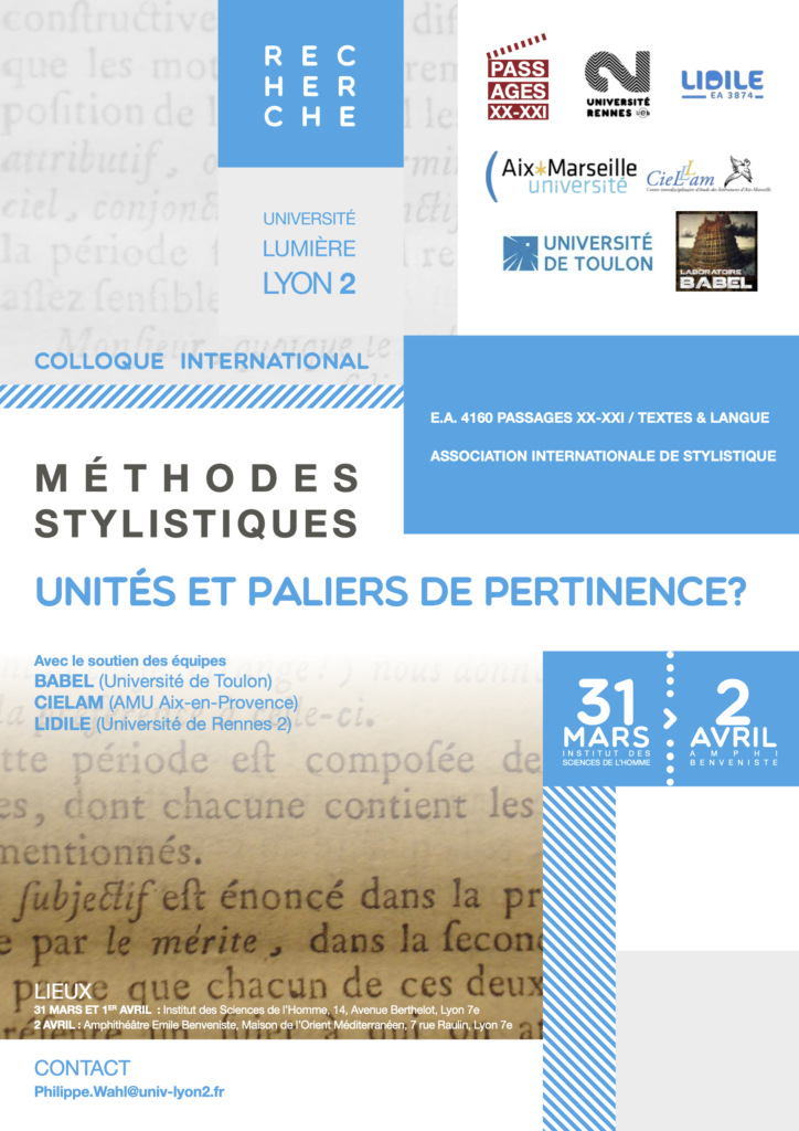 Affiche colloque AIS Méthodes Stylistiques